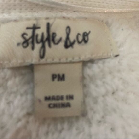 Style & Co White/Blue Striped Fleece Cardigan - Picture 5 of 6